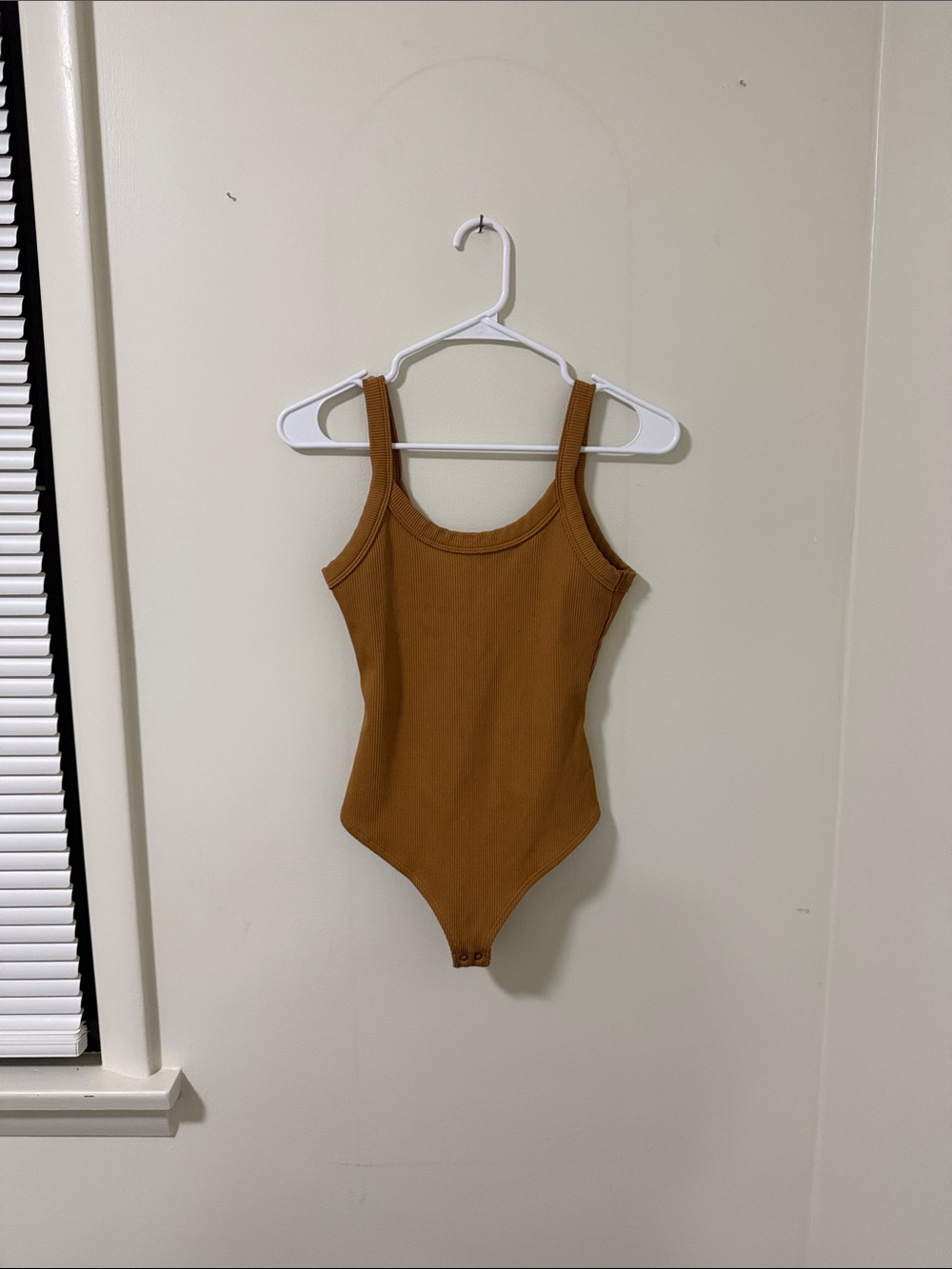 Kids Ribbed One-Piece Bodysuit in Caramel Brown